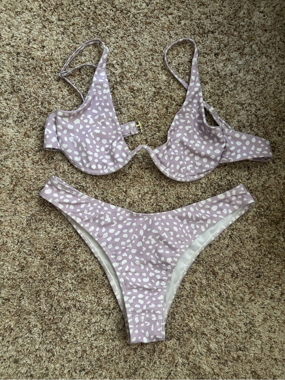 Cupshe Lilac Polka Dot Underwire Bikini Set
